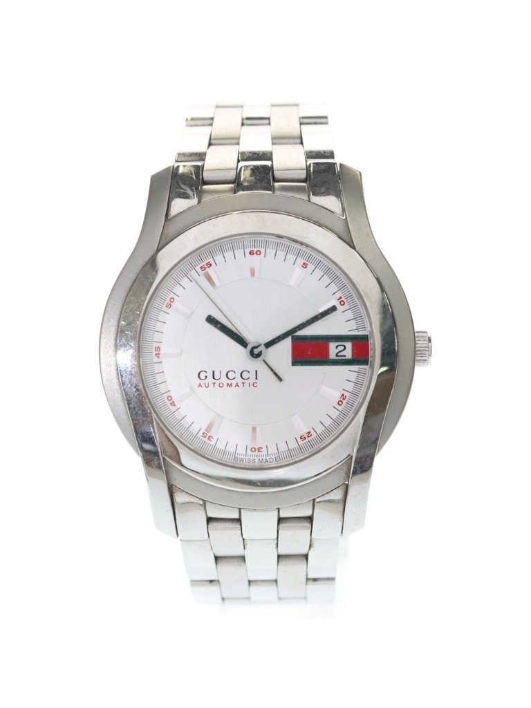 Gucci Automatic Watch Ss Winding White Dial Silver